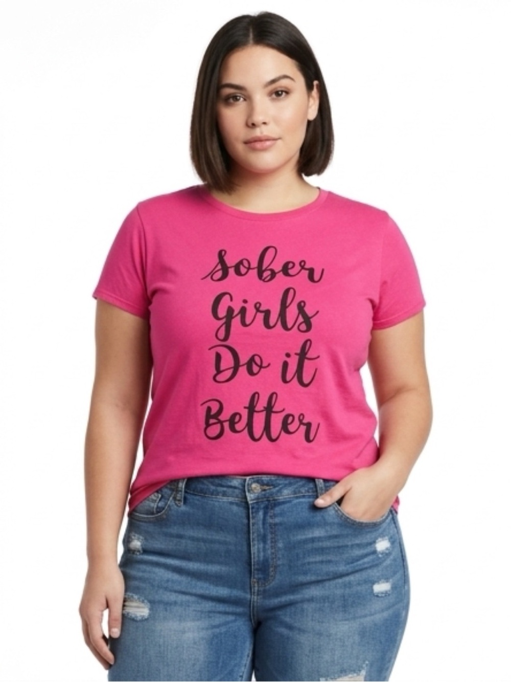 Gildan Pink "Sober Girls Do It Better" Graphic Tee - Women